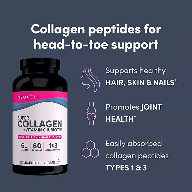 NEOCELL COLAGENO + VITAMINA C+ BIOTINA - 360 TABLETAS
