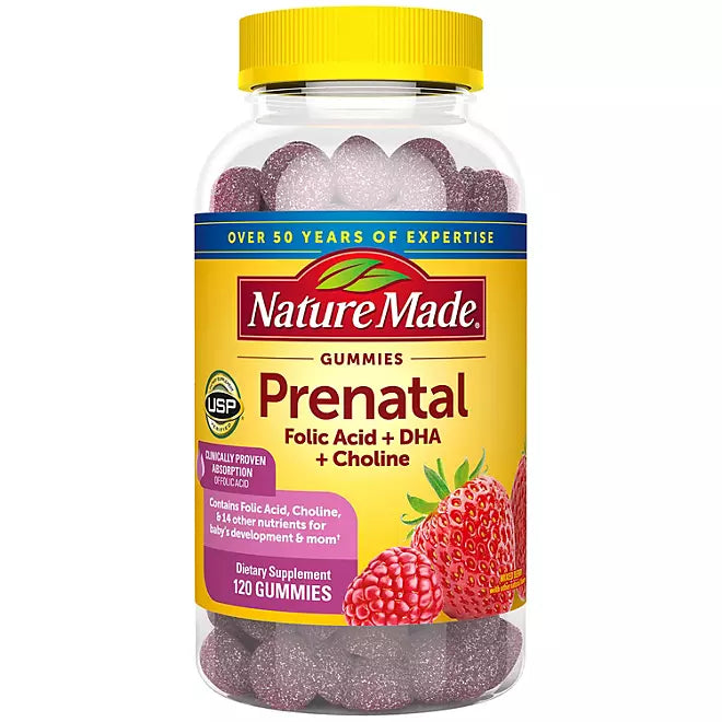 PRENATAL Ácido fólico + DHA + choline 120 gomitas