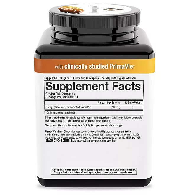 Cápsulas de Shilajit para hombres de Youtheory, 500 mg, 120 unidades.