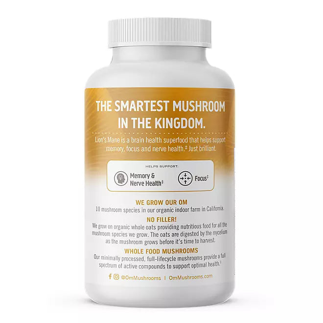 Om Lions Mane Mushroom 200mg 195 cápsulas vegetales