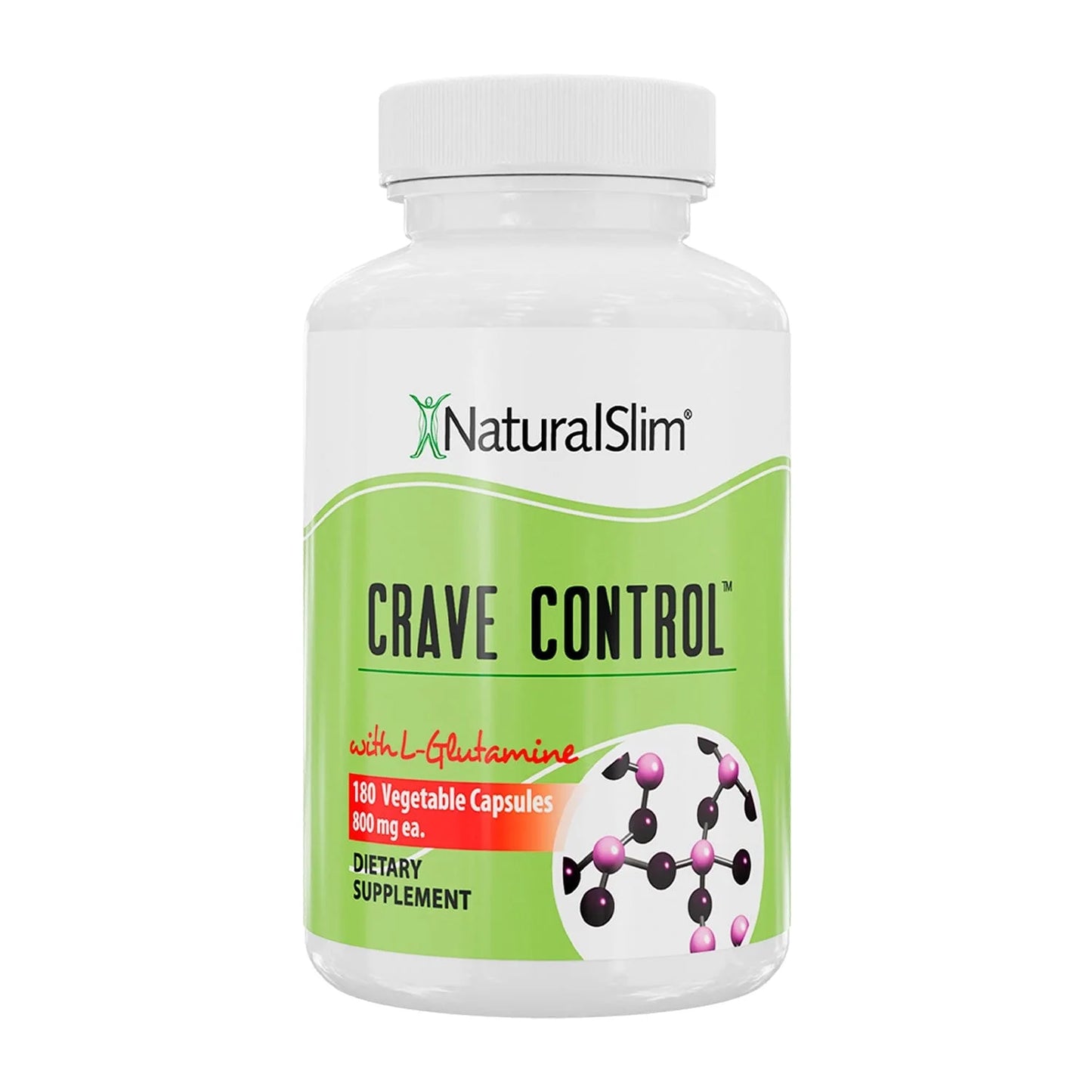 Crave Control , Natural Slim 180 cápsulas | Control de los Antojos con L-Glutamina y Tiamina (Vitamina B1)