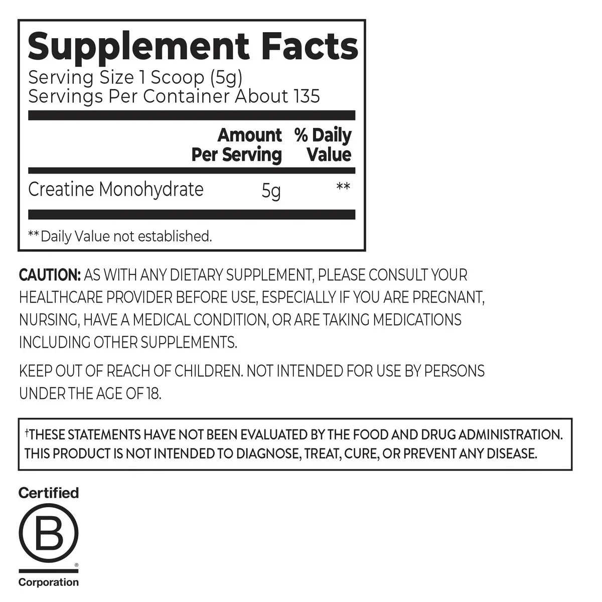 Orgain Monohidrato de creatina micronizado , sin sabor, 675g