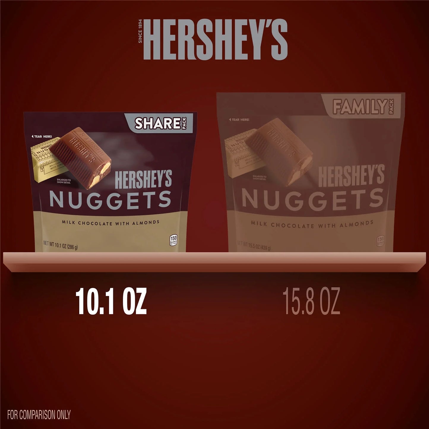 Hershey's Nuggets de chocolate con leche y almendras de , paquete para compartir de 286gr