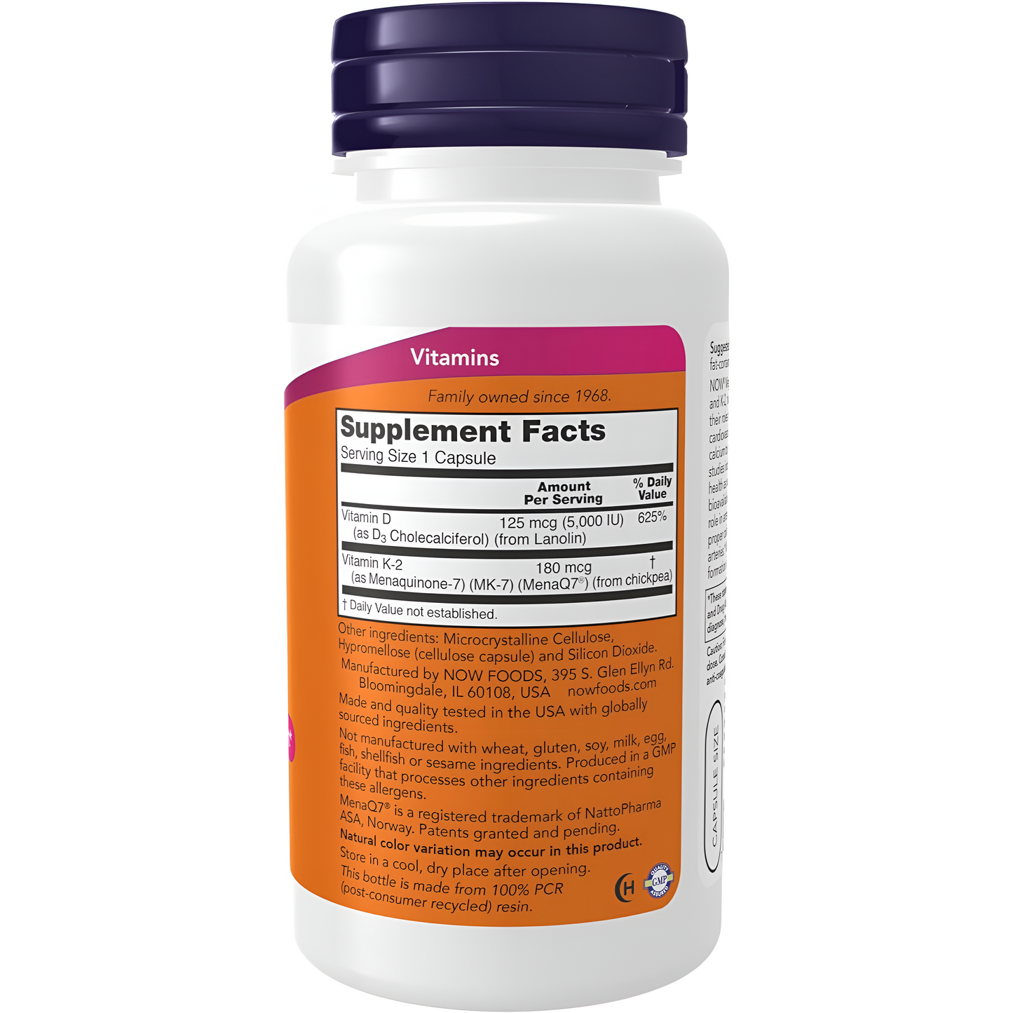 NOW Foods, Mega D-3 & MK-7, 120 Capsulas