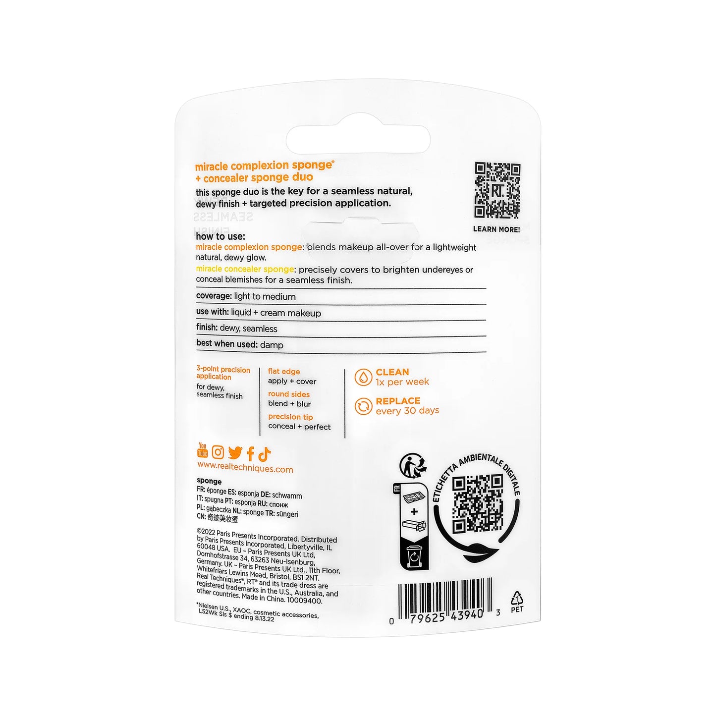 Real Techniques DUO DE ESPONJAS Miracle Complexion Sponge + Concealer Sponge Duo