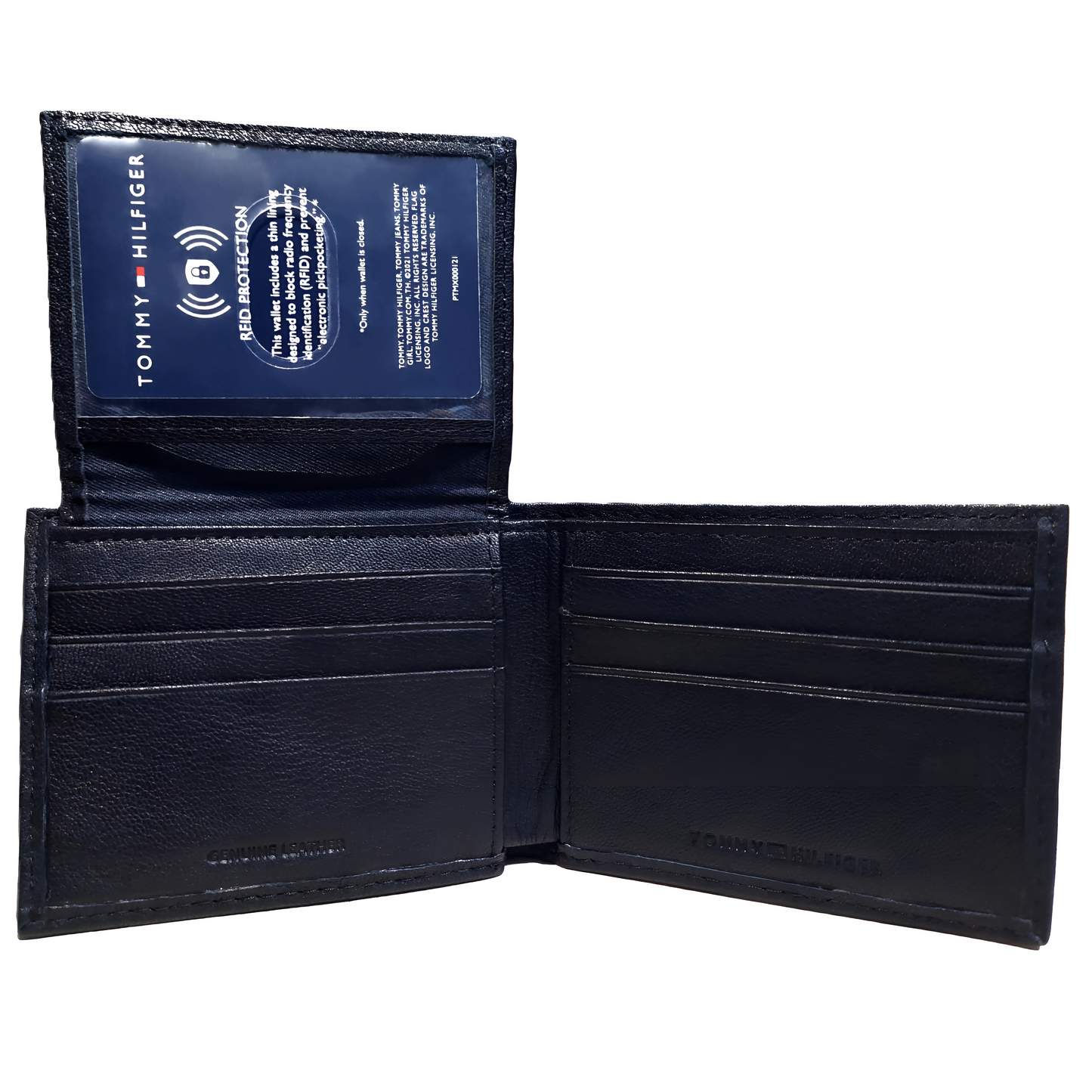 Billetera Tommy Hilfiger para hombre color negro con placa de plata