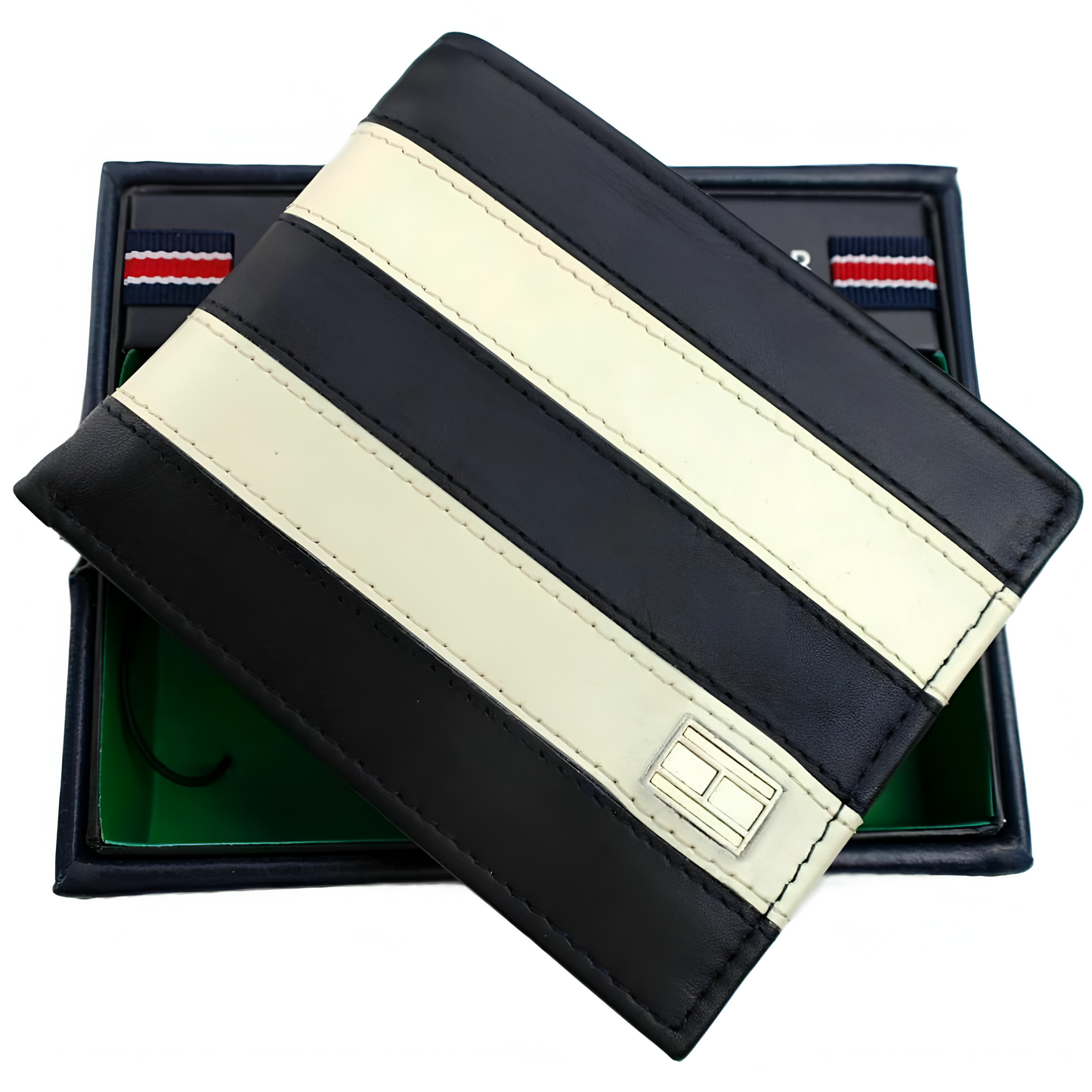 Billetera Tommy Hilfiger Para Hombre de Cuero blanco y negro