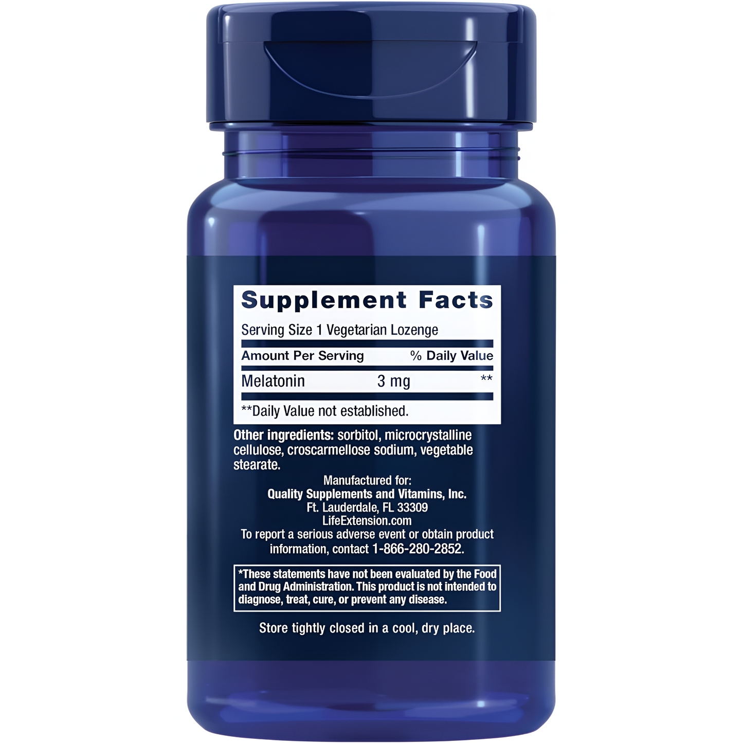 Life Extension Melatonina 3 mg 60 Pastillas de disolucion rapida - Apoya un sueño saludable y reparador.