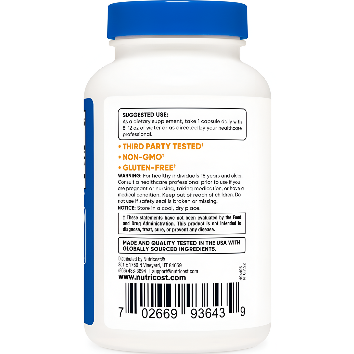 Nutricost Selenio 200mcg, 240 cápsulas vegetales Sin OMG, sin gluten, L-selenometionina