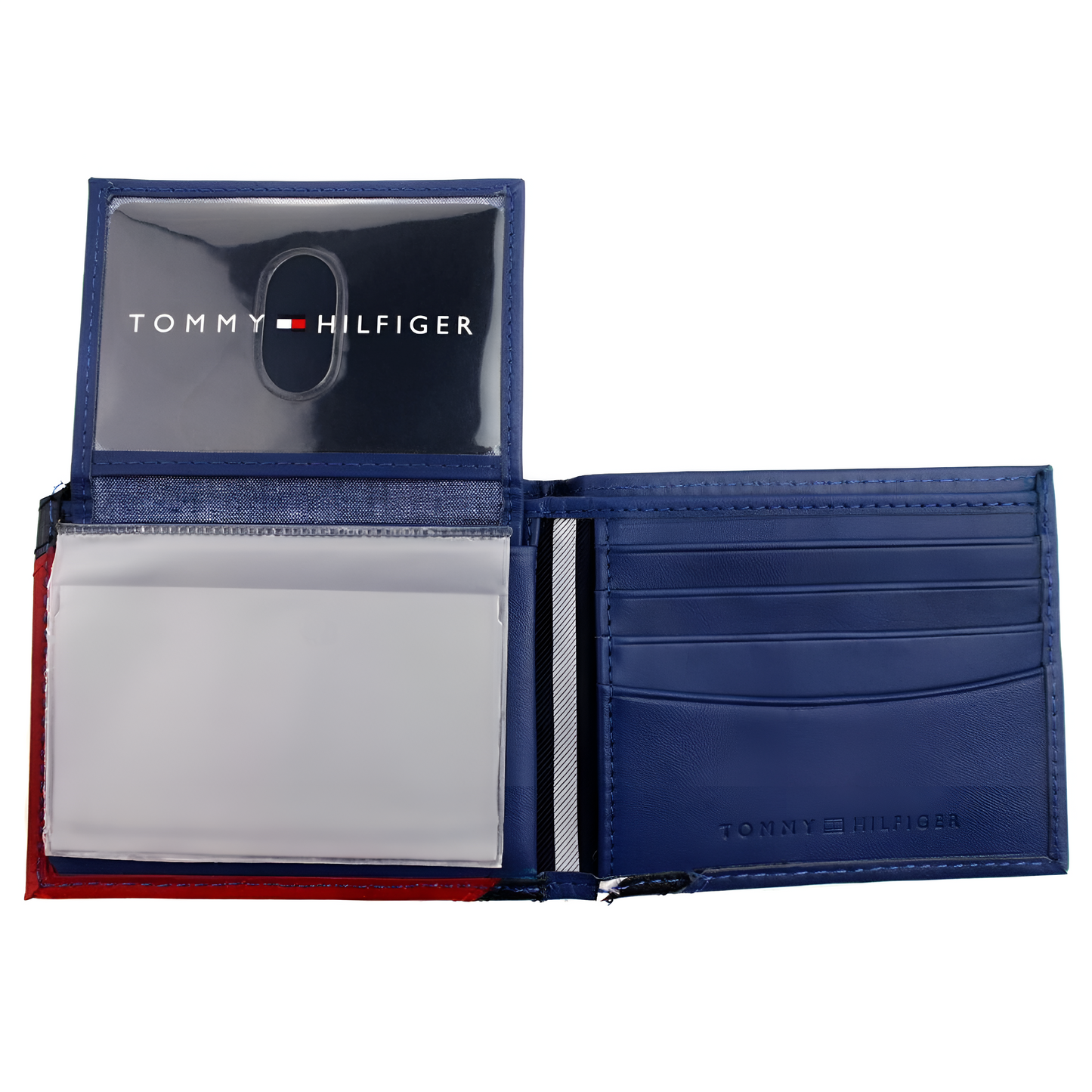 Billetera Tommy Hilfiger Para Hombre de cuero billetera plegable Rojo Azul Marino Nuevo