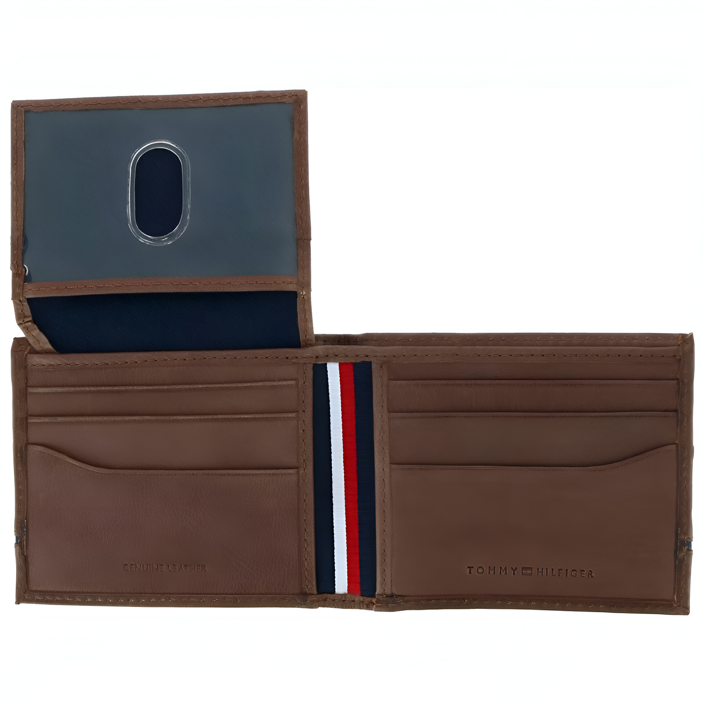 Billetera Tommy Hilfiger Cartera delgada de cuero color cafe