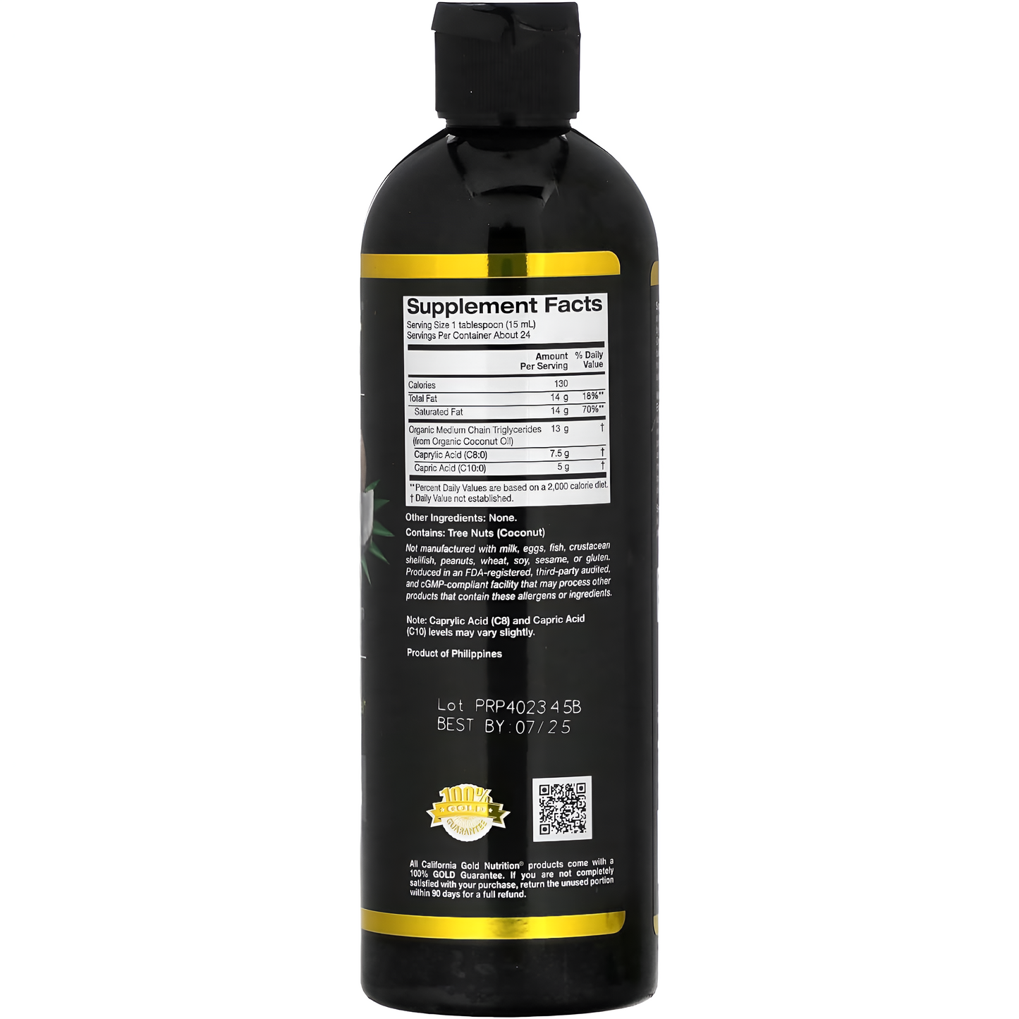 ORGANIC MCT OIL Aceite MCT, Triglicéridos de cadena media orgánicos certificados de aceite de coco orgánico USDA, 355ml