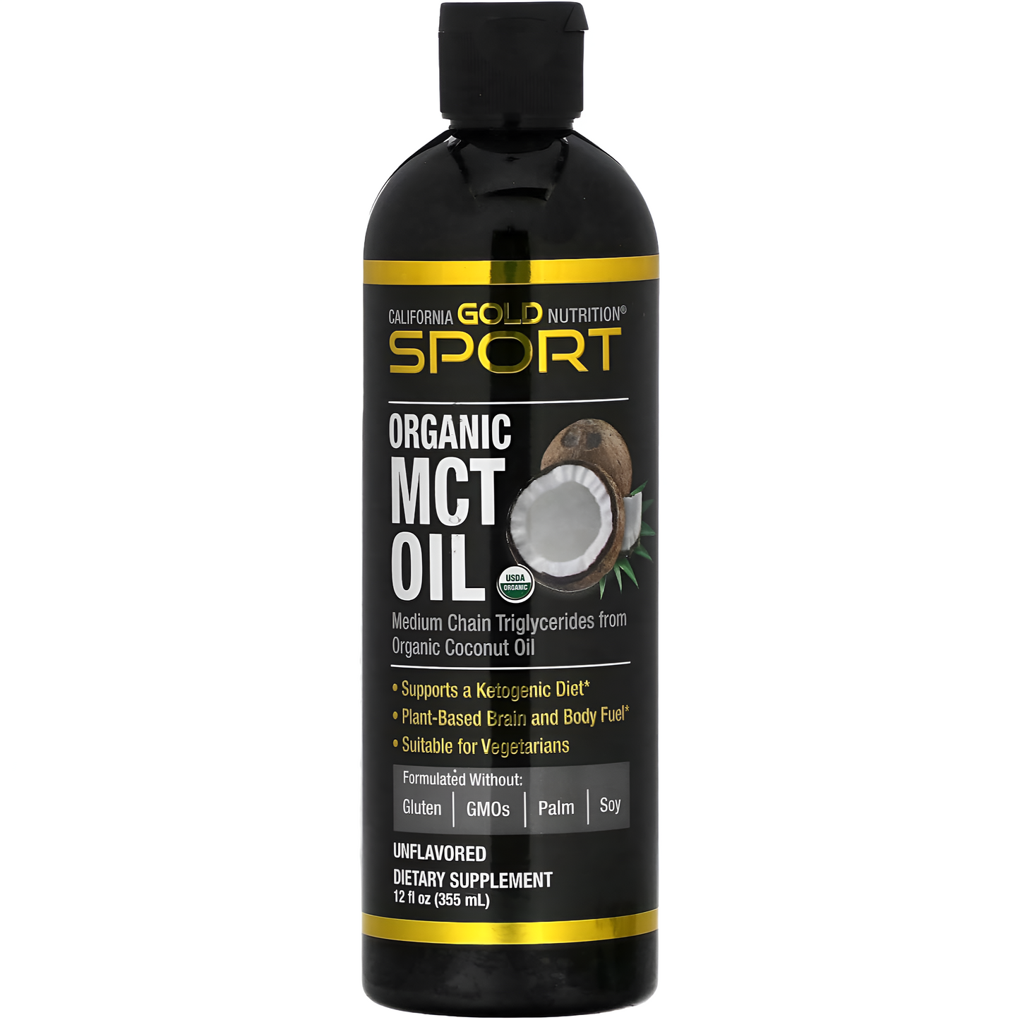 ORGANIC MCT OIL Aceite MCT, Triglicéridos de cadena media orgánicos certificados de aceite de coco orgánico USDA, 355ml