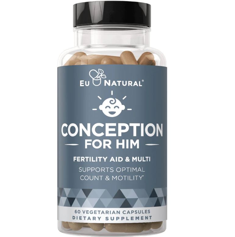 Conception For Him - Vitaminas de fertilidad – Recuento óptimo masculino, fuerza de movilidad de esperma, – zinc, folato, píldoras Ashwagandha – 60 cápsulas