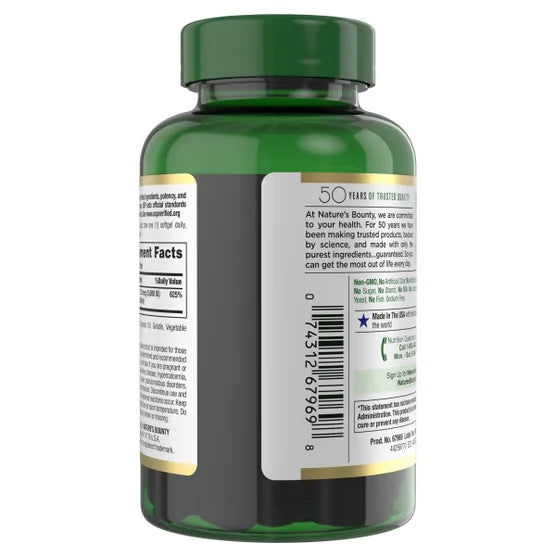 Natures Bounty - Vitamina D3 125mcg(5000IU), cápsulas blandas de liberación rápida