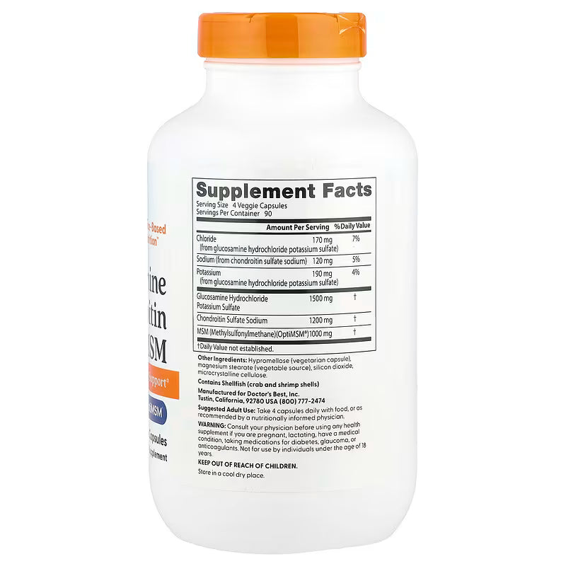 Doctor's Best, Glucosamina, Condroitina y MSM -360 cap
