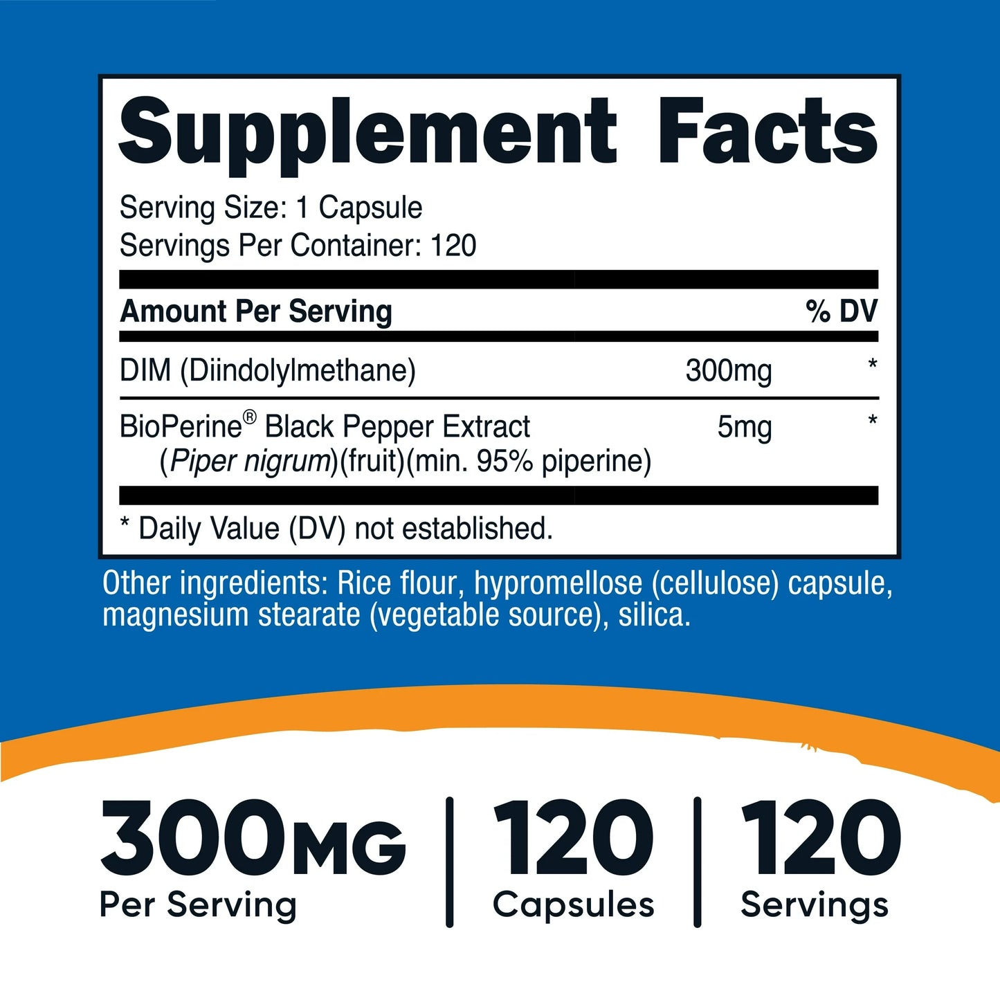 Nutricost DIM (Diindolylmethane) 300mg, 120 Capsulas