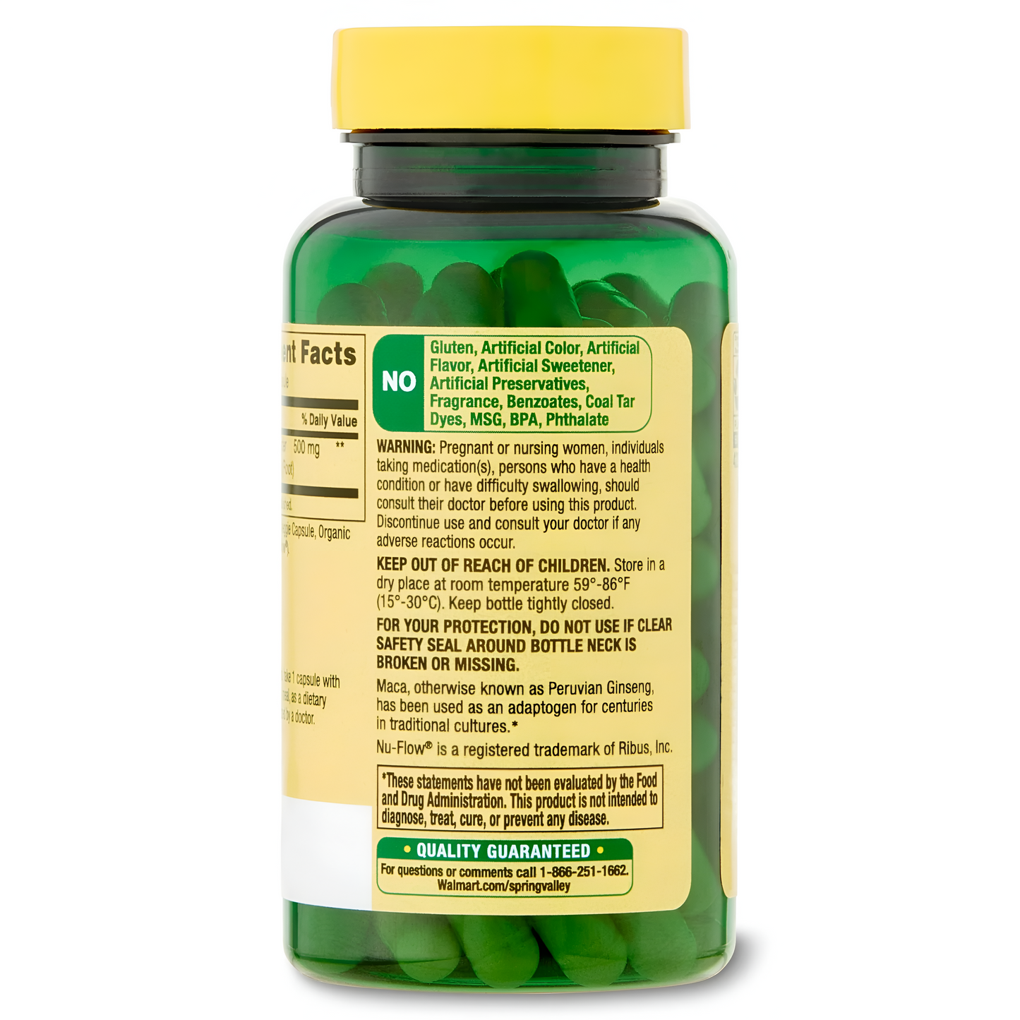 Maca 500mg , 90 capsulas vegetarianas - Spring Valley