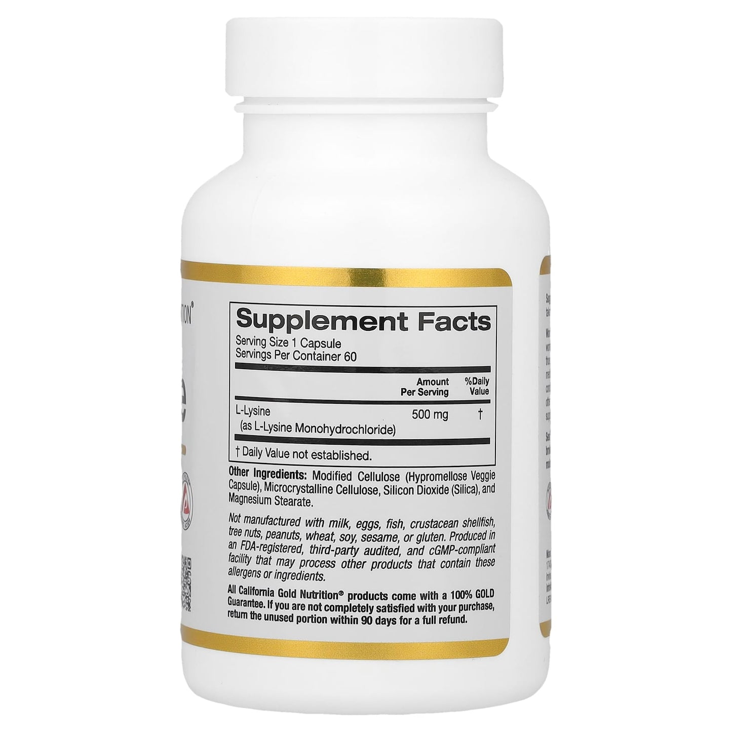 California Gold Nutrition, L-lysina, 500 mg, 60 cáp