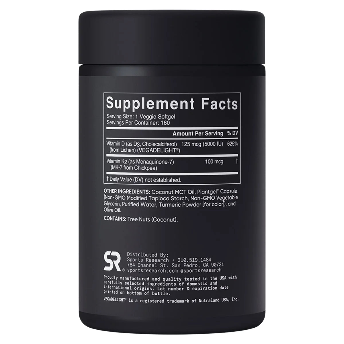 Sports Research D3 + K2, 160 cápsulas blandas vegetales