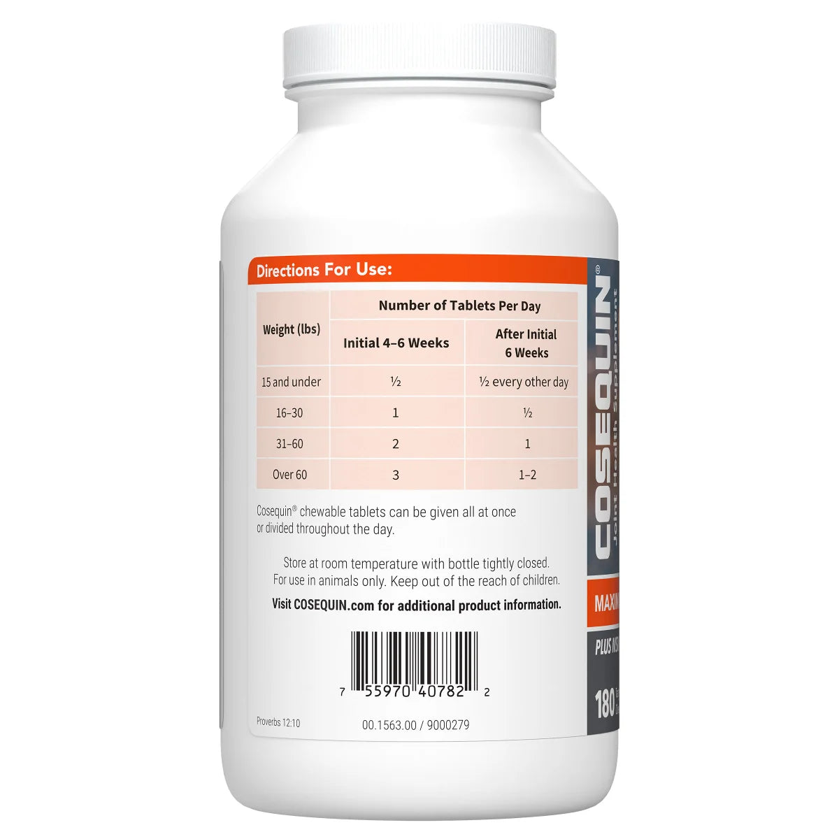 COSEQUIN Maximum strength Plus MSM y ácido hialurónico - 180 tabletas , para perros