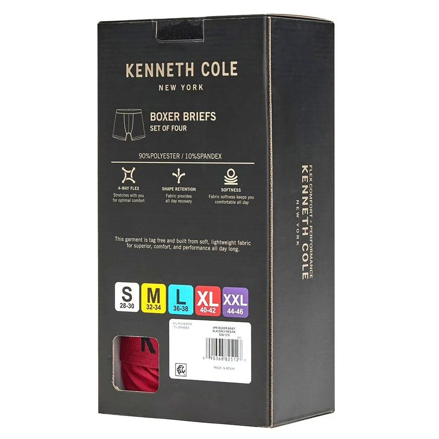 Kenneth Cole Men's 4-Pack Boxer Brief color negro
