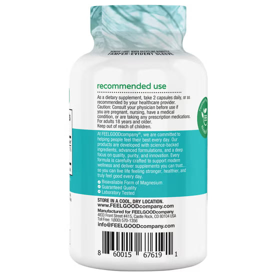 FEELGOOD - Magnesium Glycinate, 180 Vegan Capsules