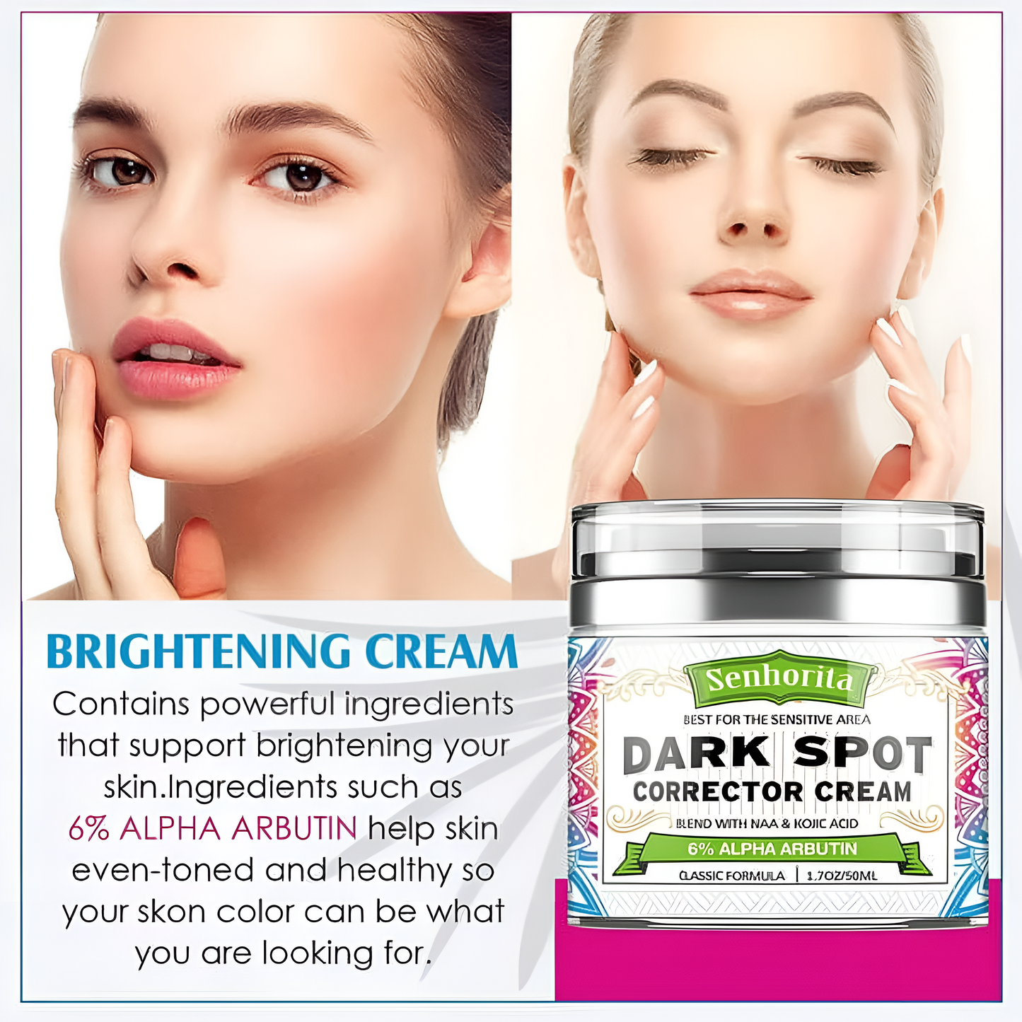 Senhorita - Crema correctora de manchas oscuras y decoloración, 1.7 oz (50ml)