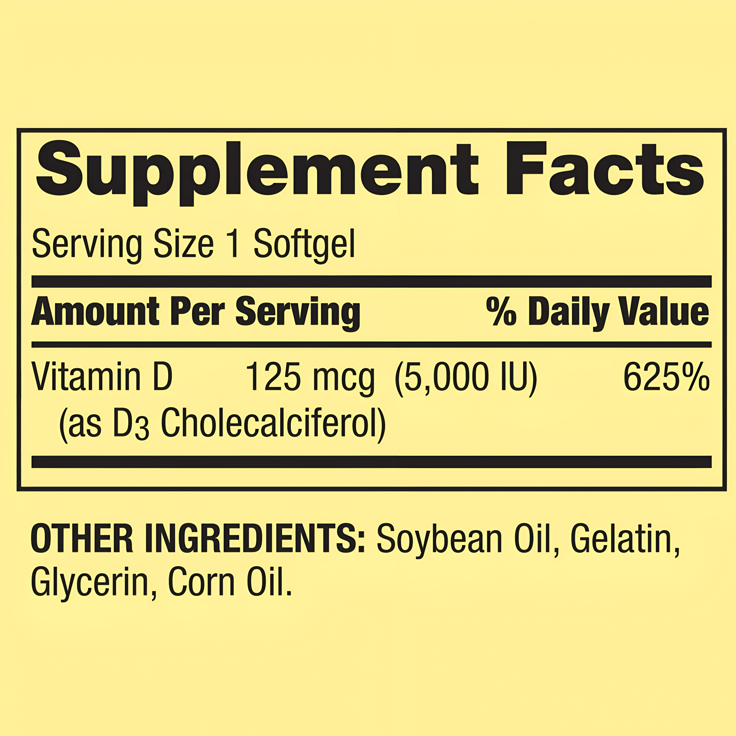 Spring Valley - Vitamina D3 125mcg (5000 IU) Extra Strength en Softgels