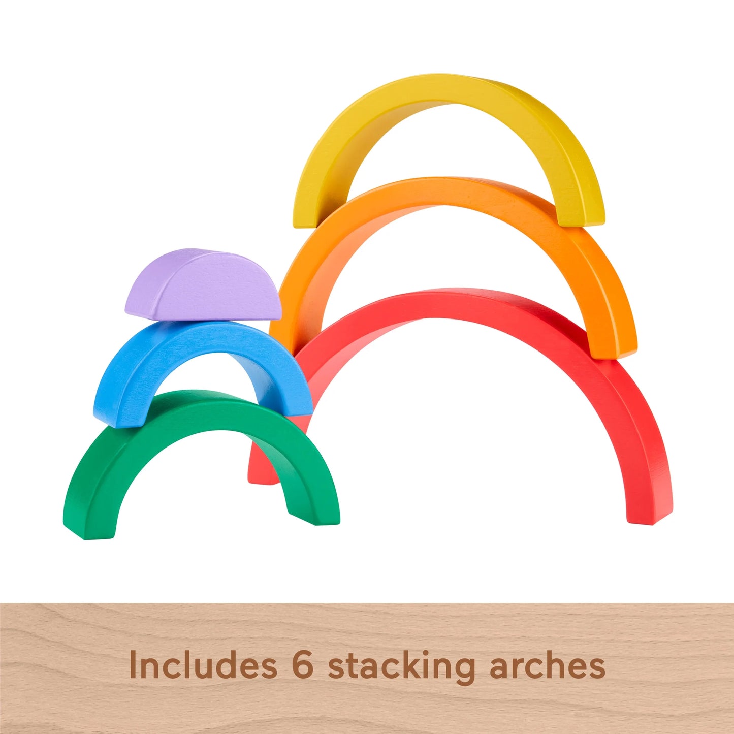Fisher Price - Arcoíris de madera apilable y encajable 6 piezas de madera, edad 18 meses +