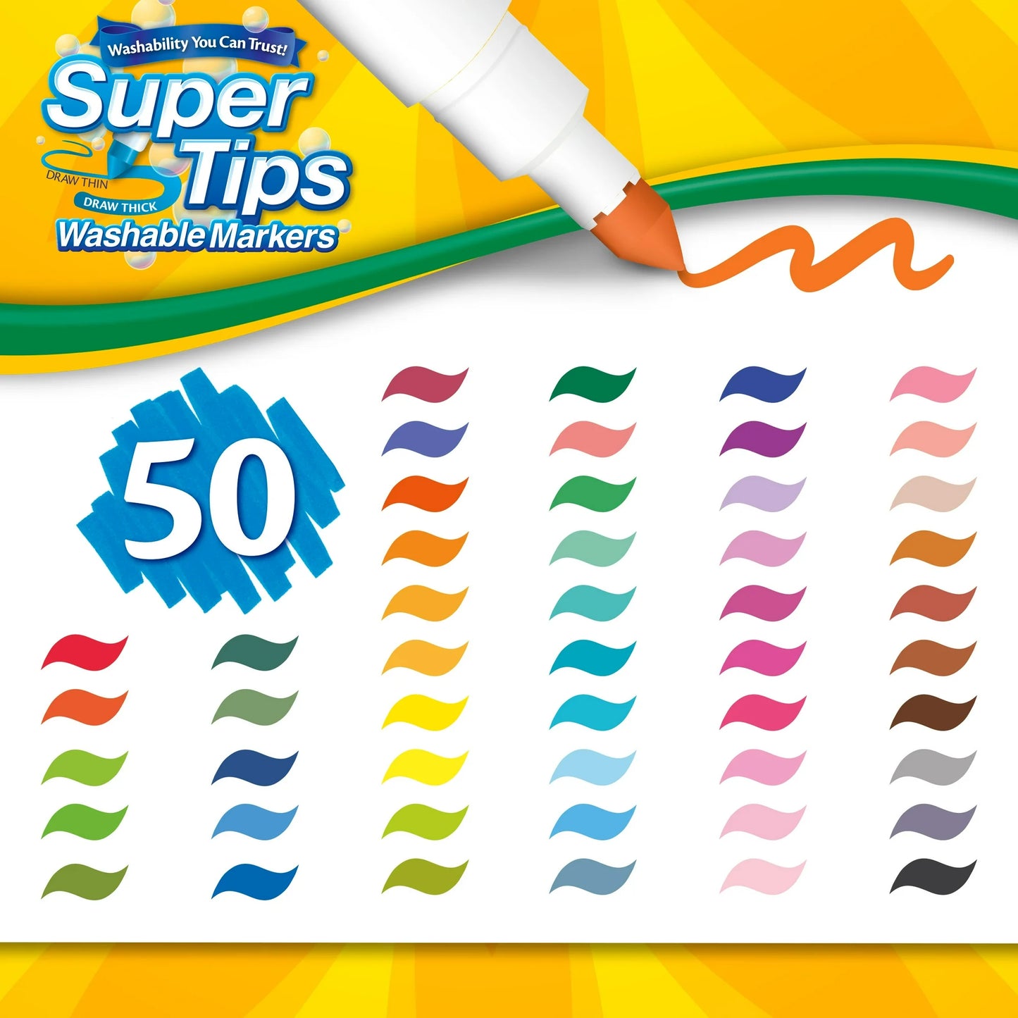 Crayola - Plumones Lavables, 50 unidades