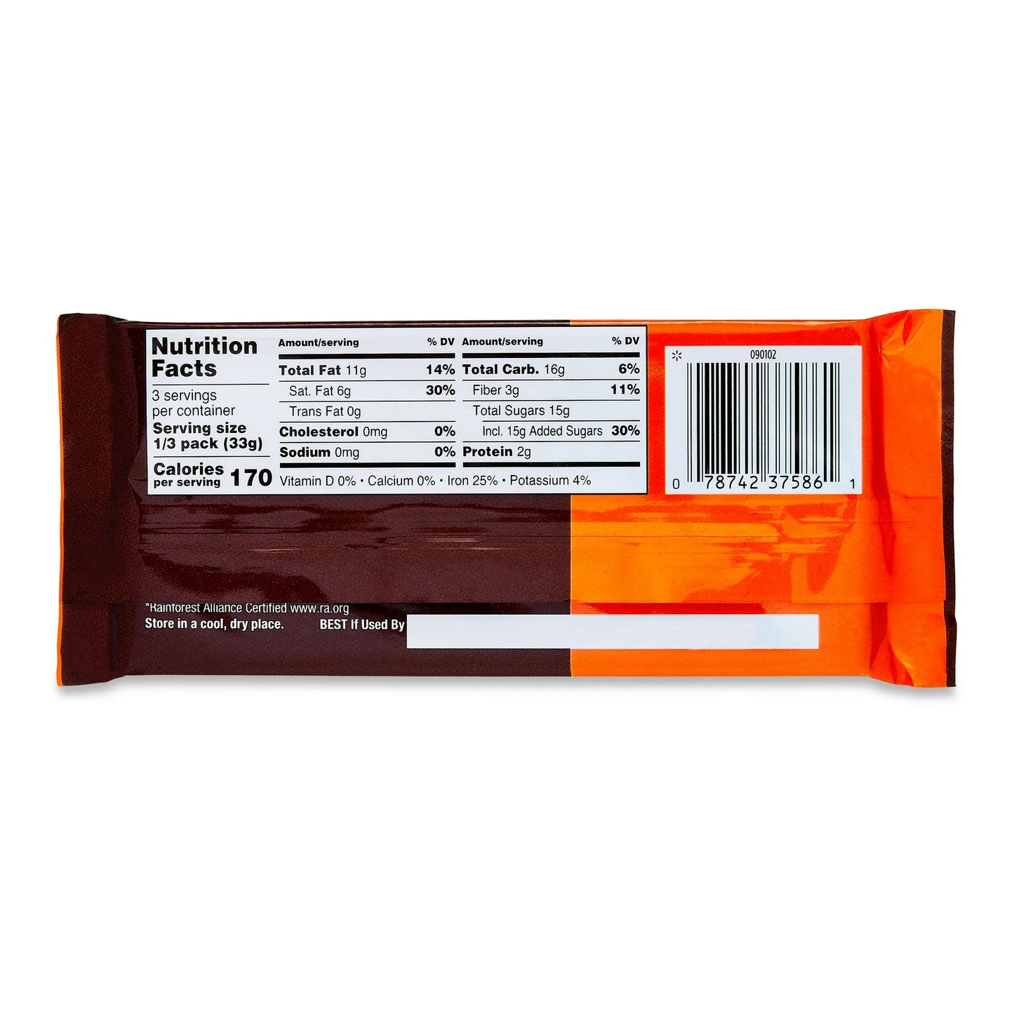Great Value Barra de Chocolate Negro con Almendras Picadas 100g