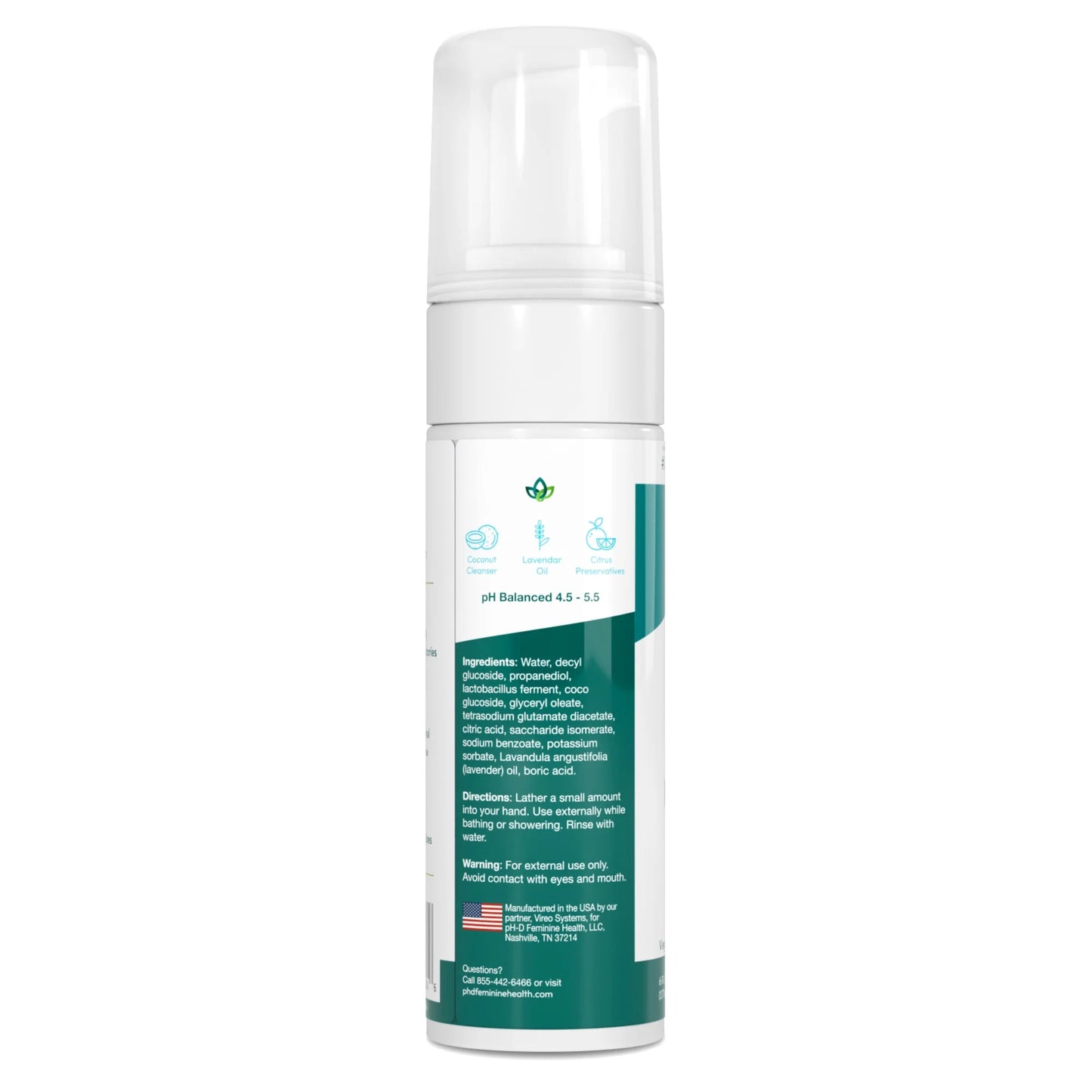 Jabón de espuma con ácido bórico pH-D Feminine Health Sensitive, 177ml