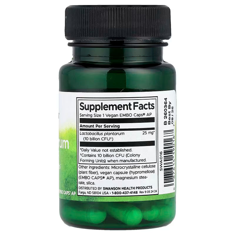 Swanson - L. Plantarum probiotic 10 billion CFU, 30 capsulas