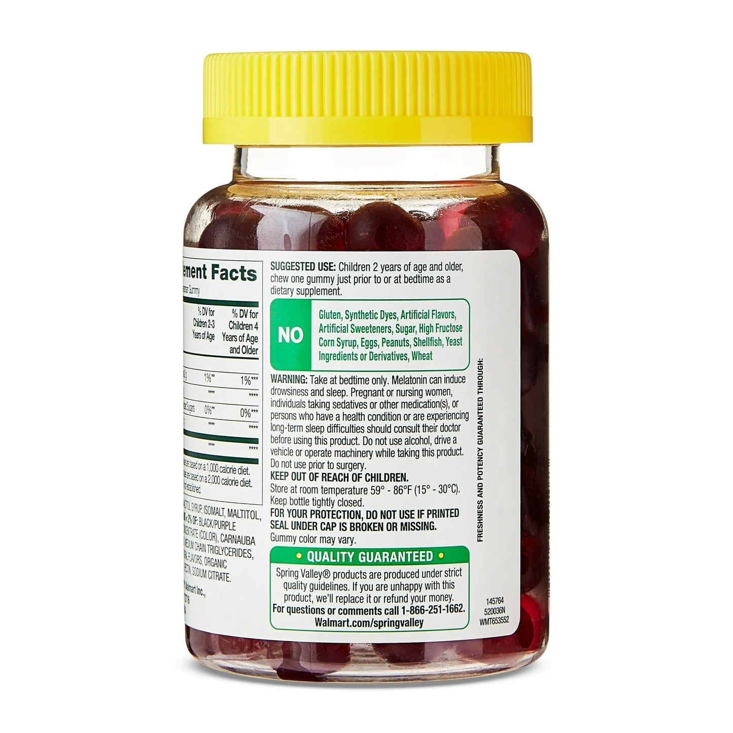Spring Valley 1 mg Melatonina para niños Zero Sugar, frambuesa y mora, 120 Gomitas