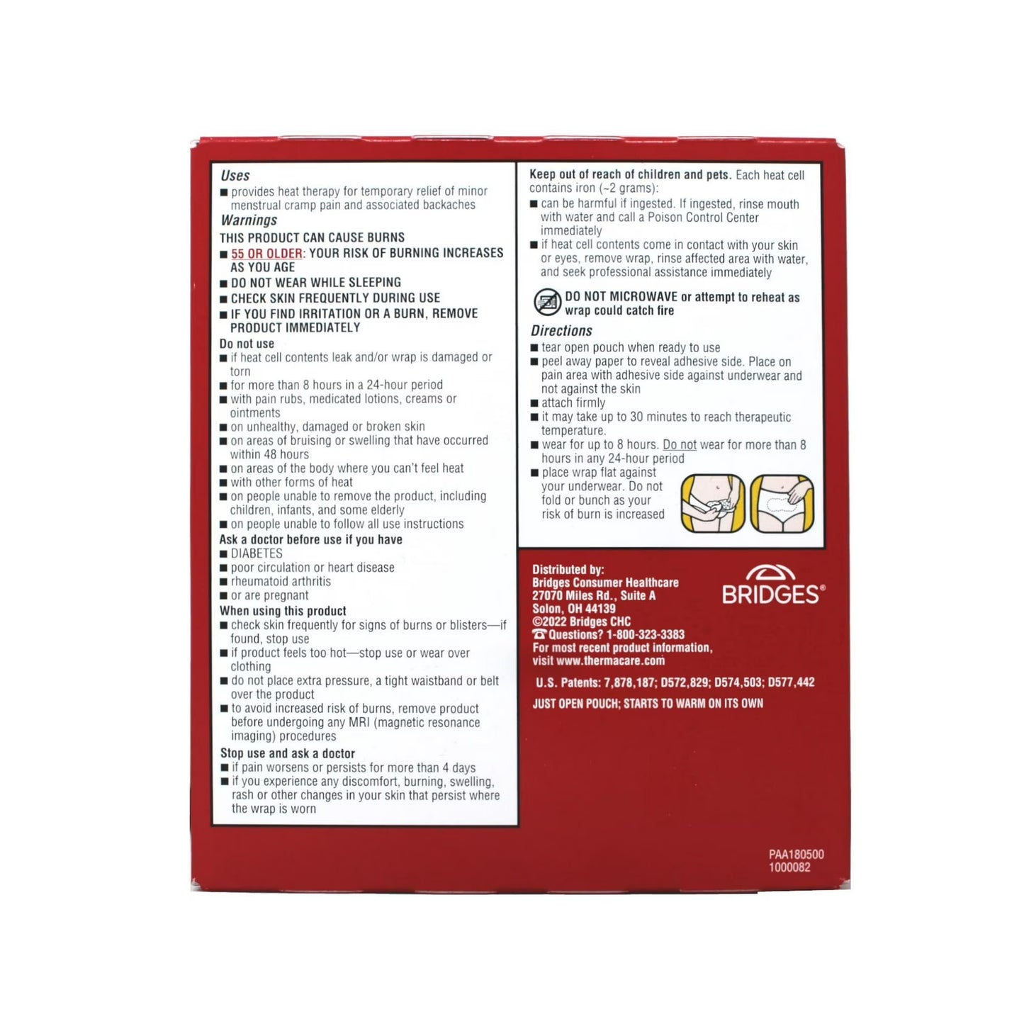 ThermaCare- Terapia para el Dolor Menstrual Calambres Alivio Del Dolor Envolturas Térmicas, 4 Unidades