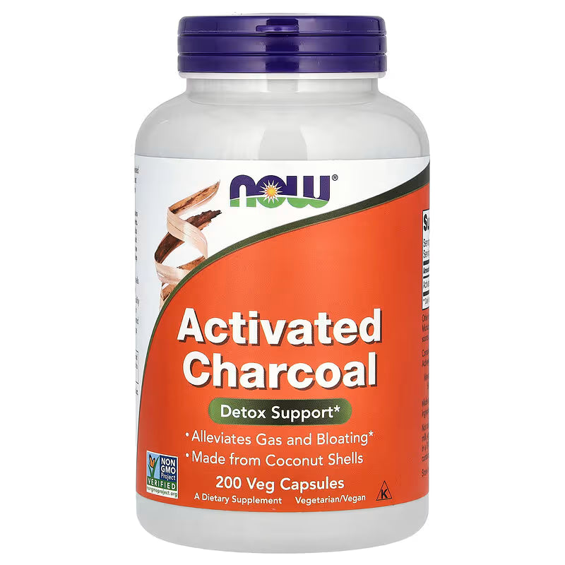 Now - Activated Charcoal(detox support) , 200 capsulas
