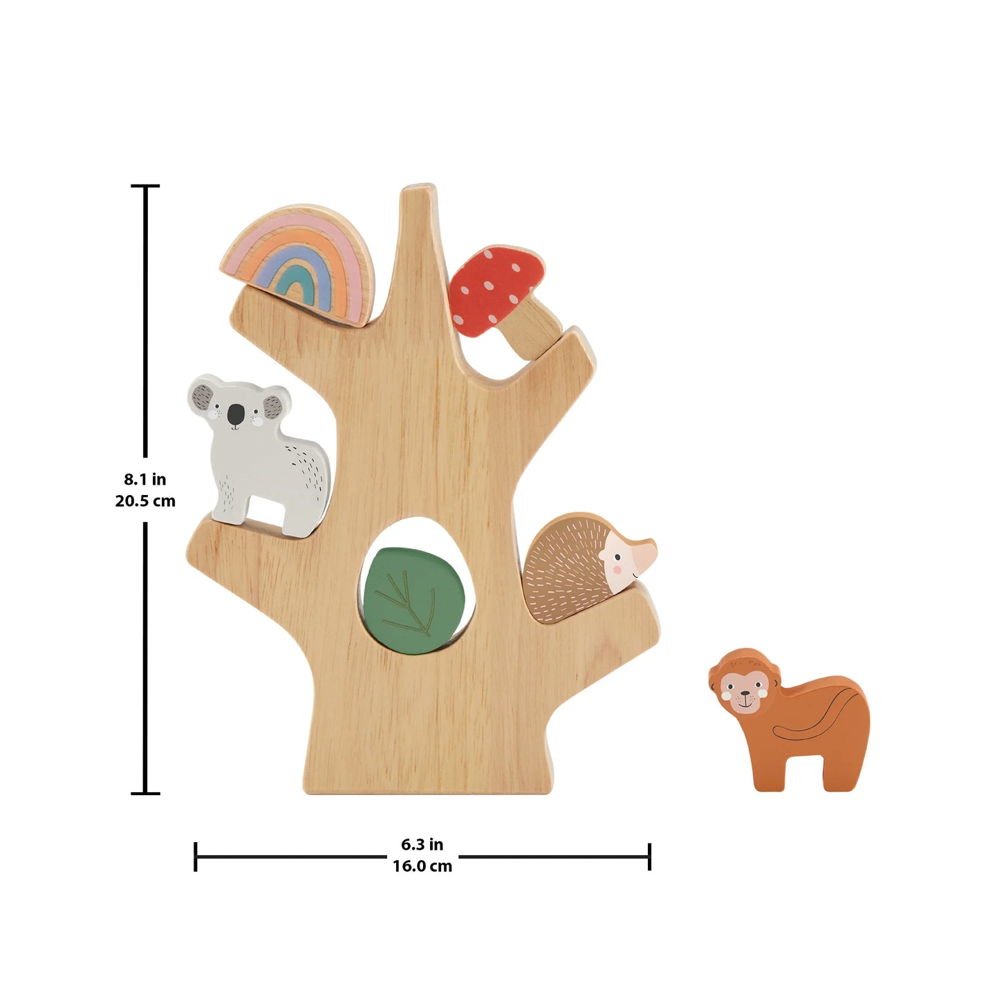 Árbol de equilibrio de madera Fisher-Price, juguete apilable para actividades de desarrollo infantil, 10 piezas