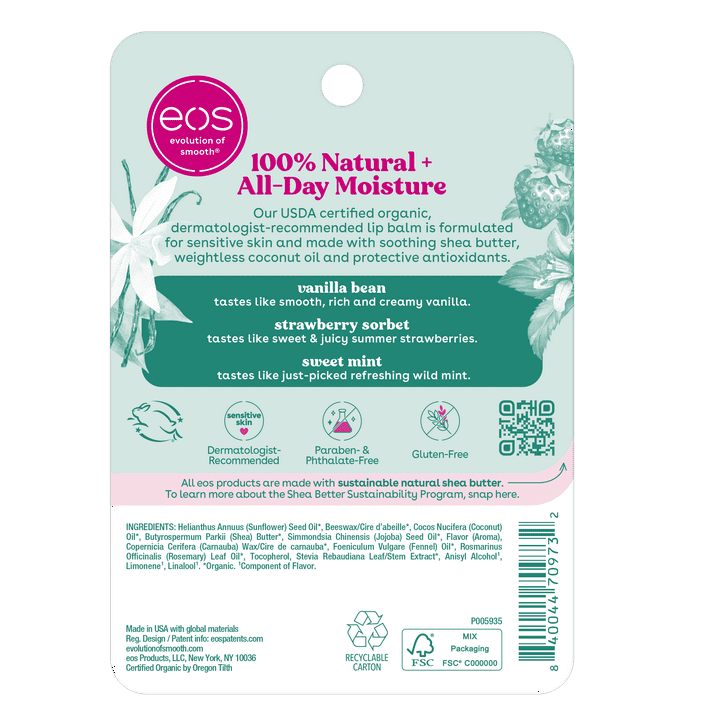 Bálsamos labiales en barra EOS 100 % naturales y orgánicos (paquete de 3)