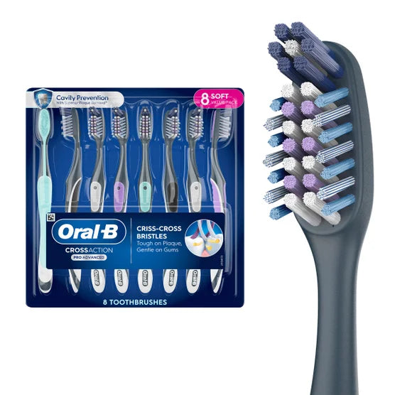Cepillo de dientes Oral-B CrossAction Advanced de cerdas suaves, paquete de 8