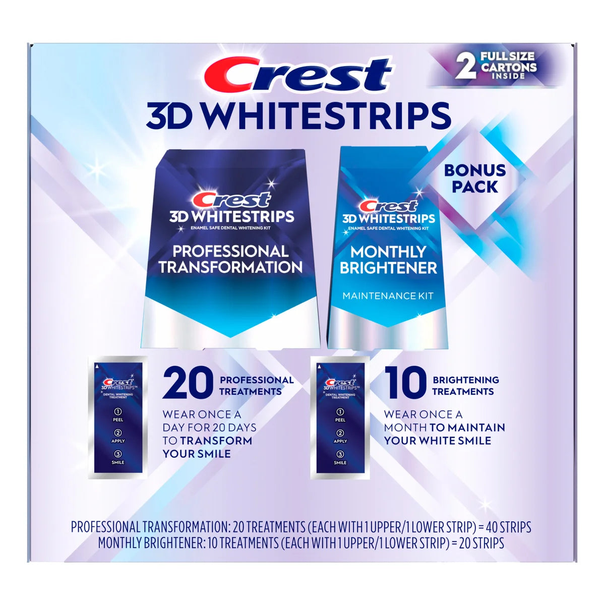 Crest 3D Whitestrips 32 Levels Whiter Teeth - 20 + 10 = 30 tiras