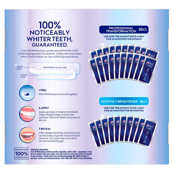 Crest 3D Whitestrips 32 Levels Whiter Teeth - 20 + 10 = 30 tiras