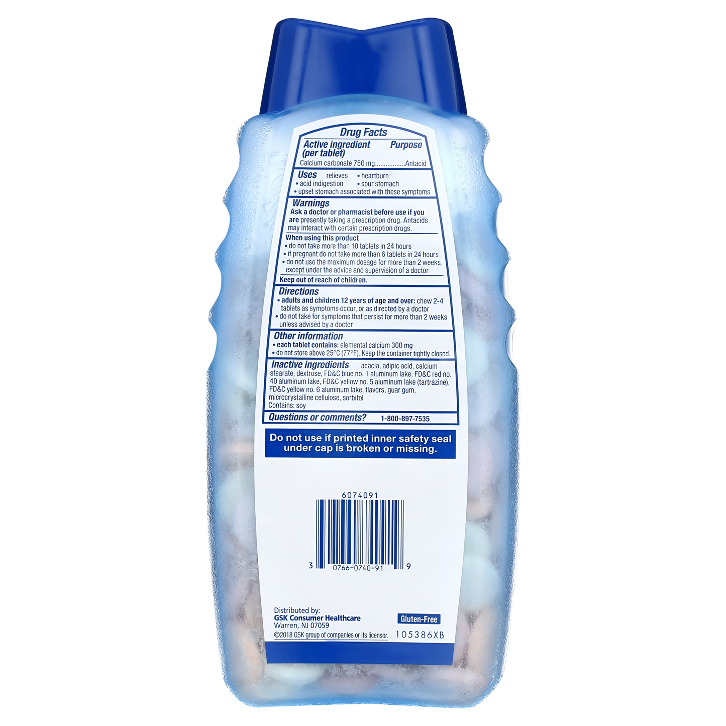 TUMS antiácidos extra fuertes , 250 Tabletas masticables