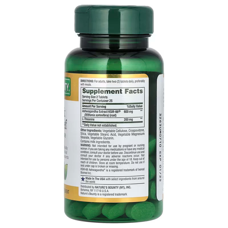 Nature´s Bounty - Anxiety & Stress Relief con Ashwagandha KSM-66, 50 tabletas
