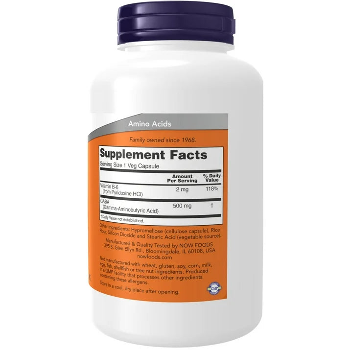 NOW GABA 500 mg 200 Veg Capsules