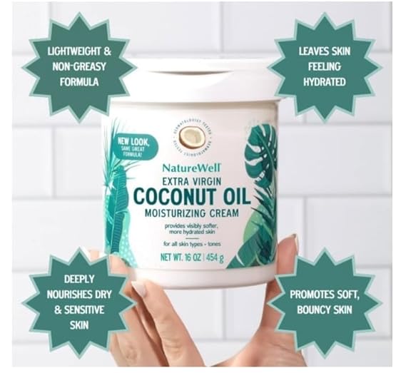 Nature Well Crema hidratante de aceite de coco virgen extra 454g