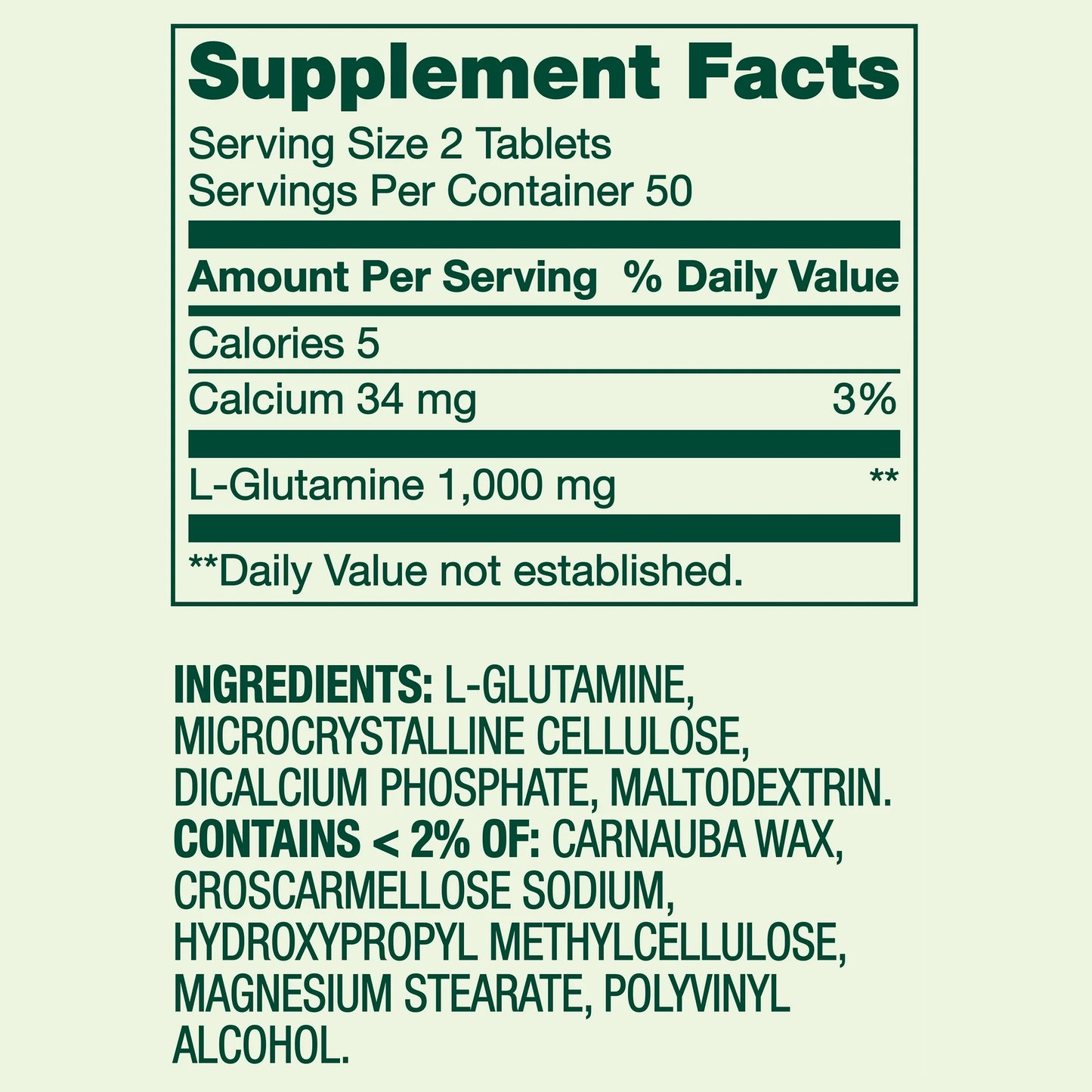 Spring Valley - L-glutamina 500 mg, 100 tabletas