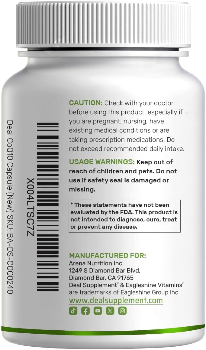 Deal Supplement - Coq10 coenzyme Q10 con Omega 3, 300mg - 240 capsulas
