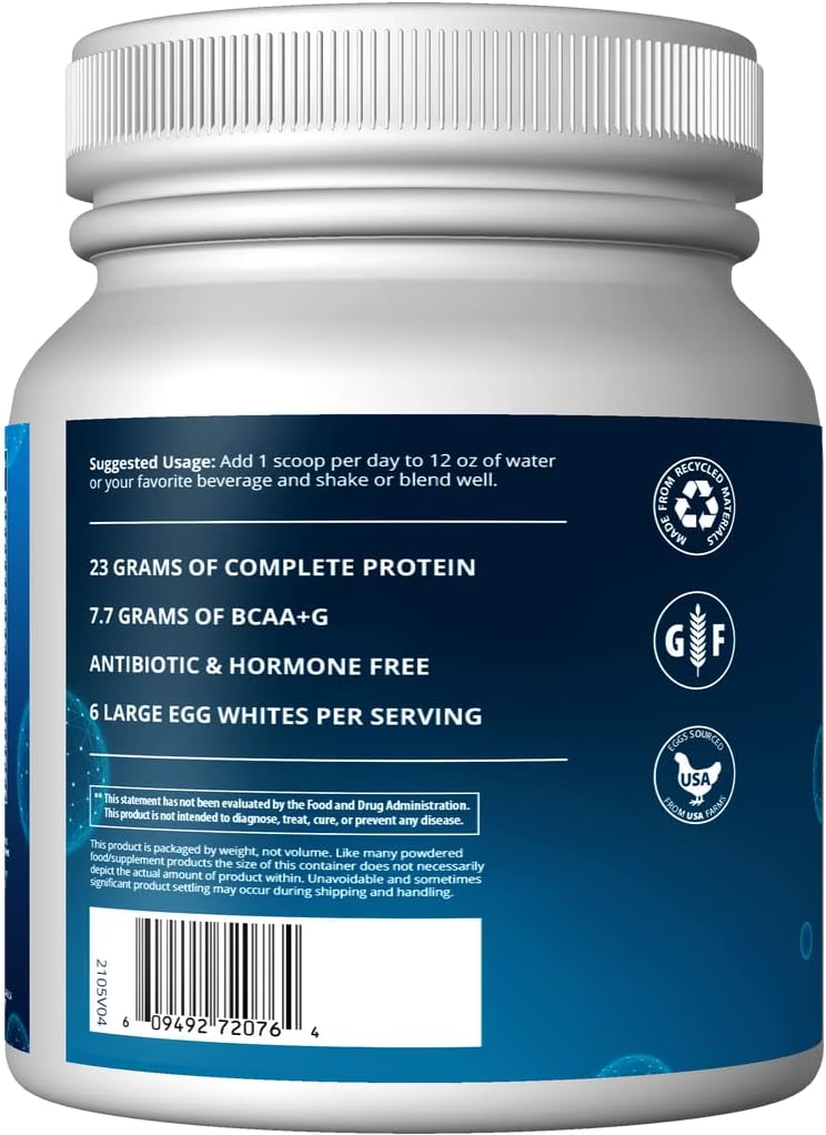 MRM Nutrition - Proteína de clara de huevo | Sabor a vainilla | 0.81 oz de proteína sin grasa | con enzimas digestivas | Valor biológico más alto | Clínicamente probado | 20 porciones