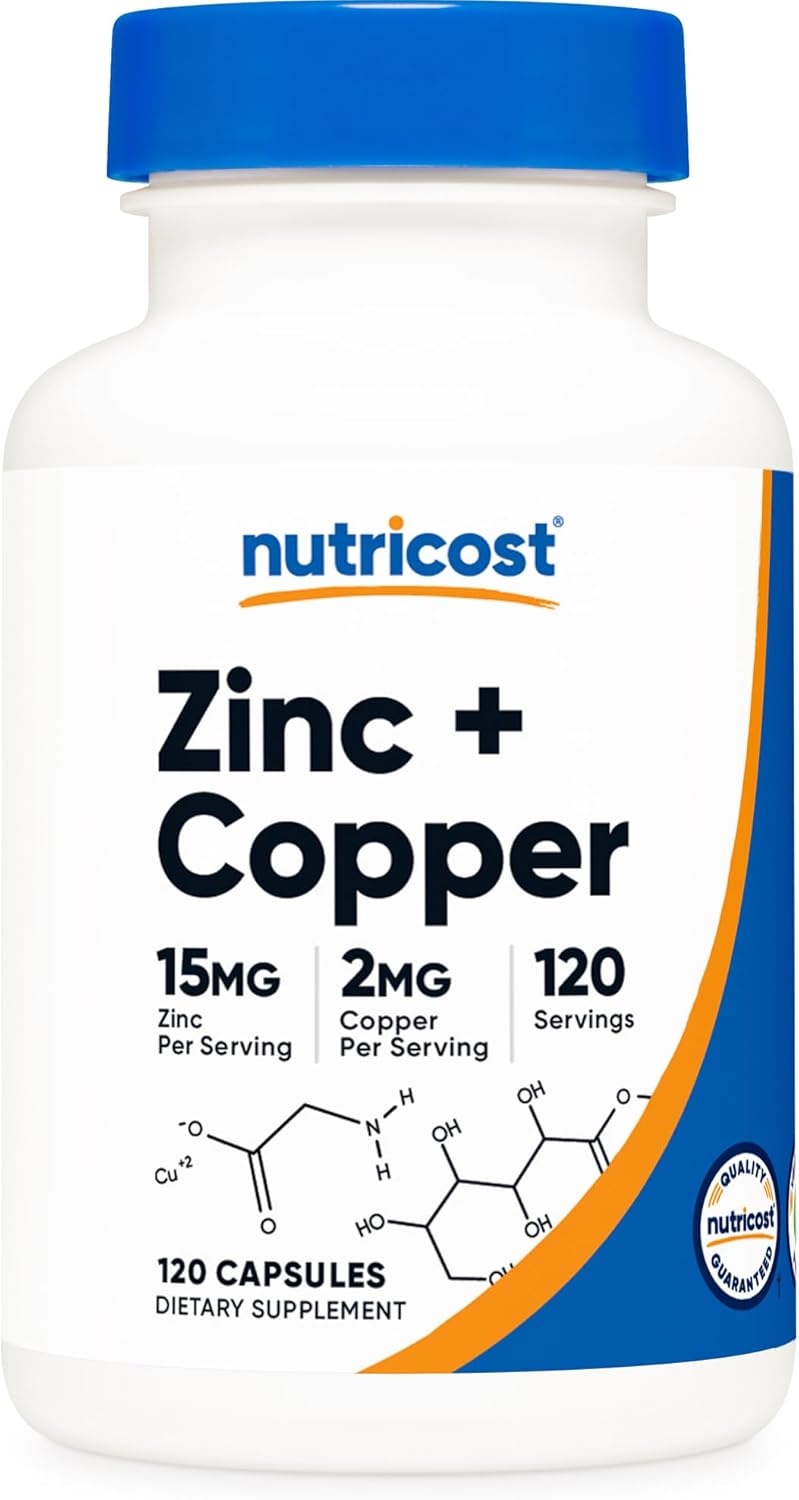 Nutricost - Zinc(15mg) + Copper(2mg), 120 capsulas
